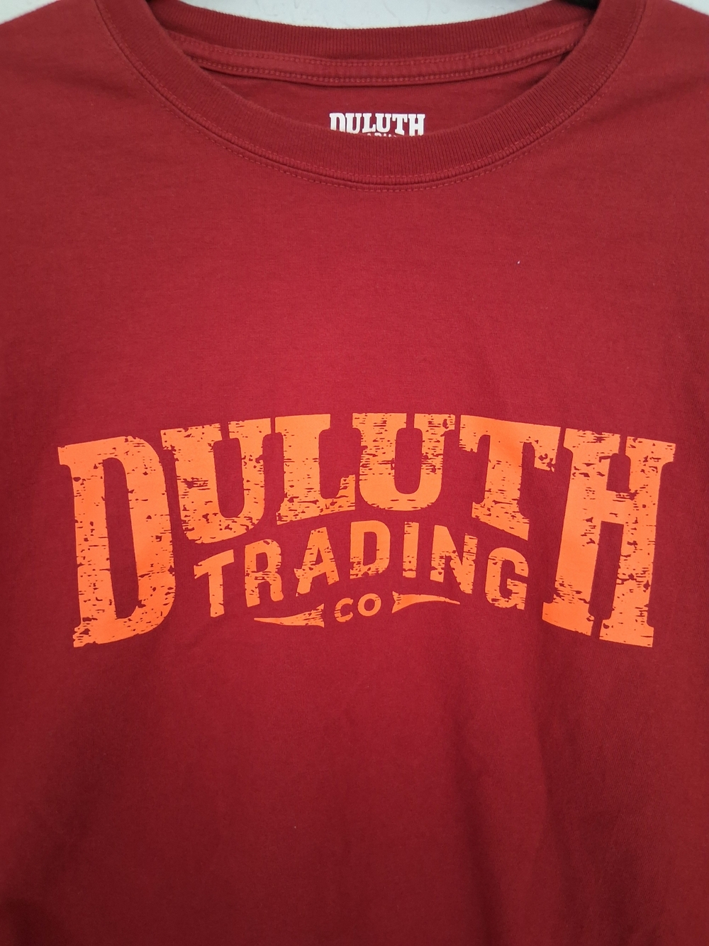 Duluth Trading Co Red Orange Logo Long Sleeve Longtail T Shirt Size L - Picture 2 of 5